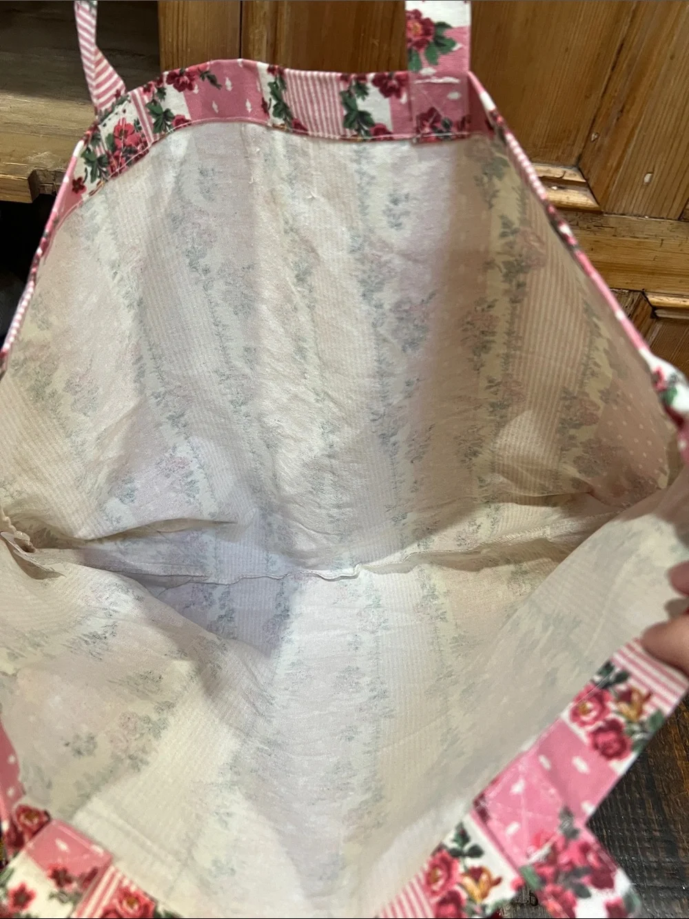 Sezane Pink Floral Stripe Market Tote